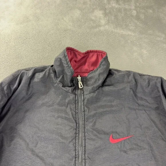 Vintage Nike Y2K Men's Size Large Reversible Big Nike Logo Embroidered Jacket